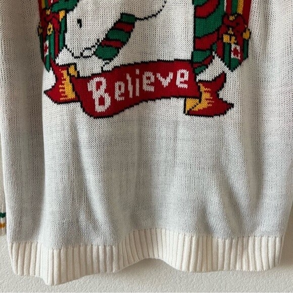 Unicorn Believe Knit Christmas  Sweater SZ Large - Picture 5 of 16